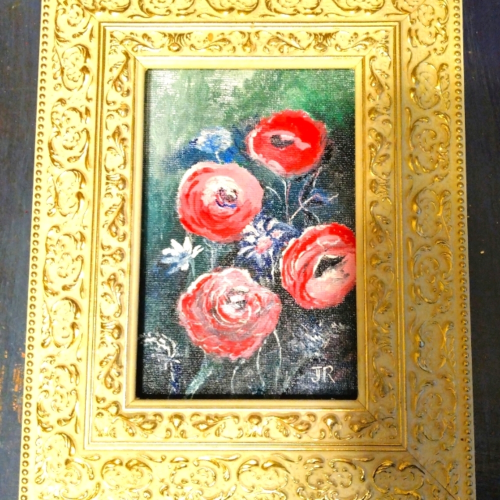 Framed Floral oil painting - Picture 1 of 11